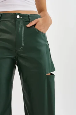 Store LAMARQUE FALEEN | Faux Leather Loose Pants Alpine Green
