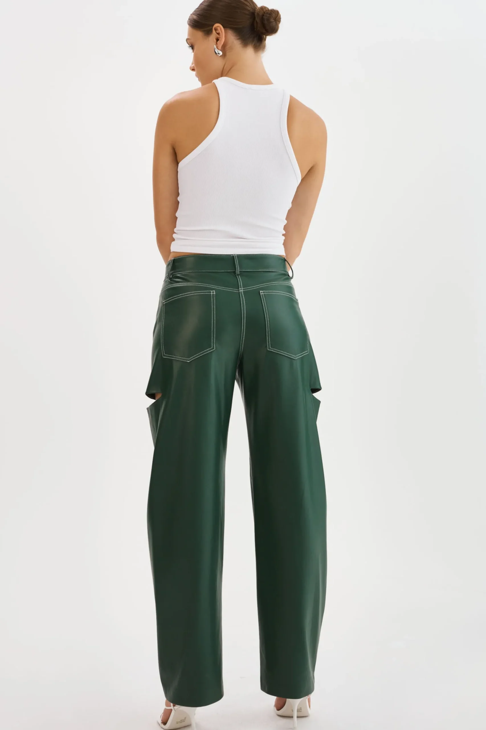 Store LAMARQUE FALEEN | Faux Leather Loose Pants Alpine Green