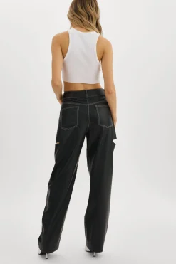 Store LAMARQUE FALEEN | Faux Leather Loose Pants Black