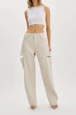 Hot LAMARQUE FALEEN | Faux Leather Loose Pants Ivory