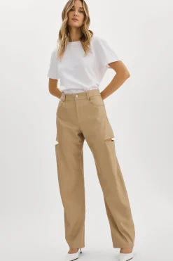 Sale LAMARQUE FALEEN | Faux Leather Loose Pants Wheat