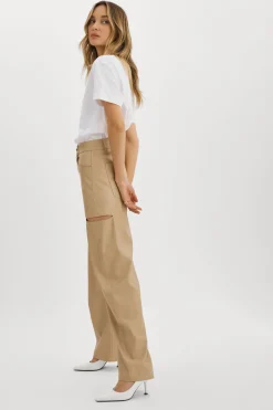 Sale LAMARQUE FALEEN | Faux Leather Loose Pants Wheat