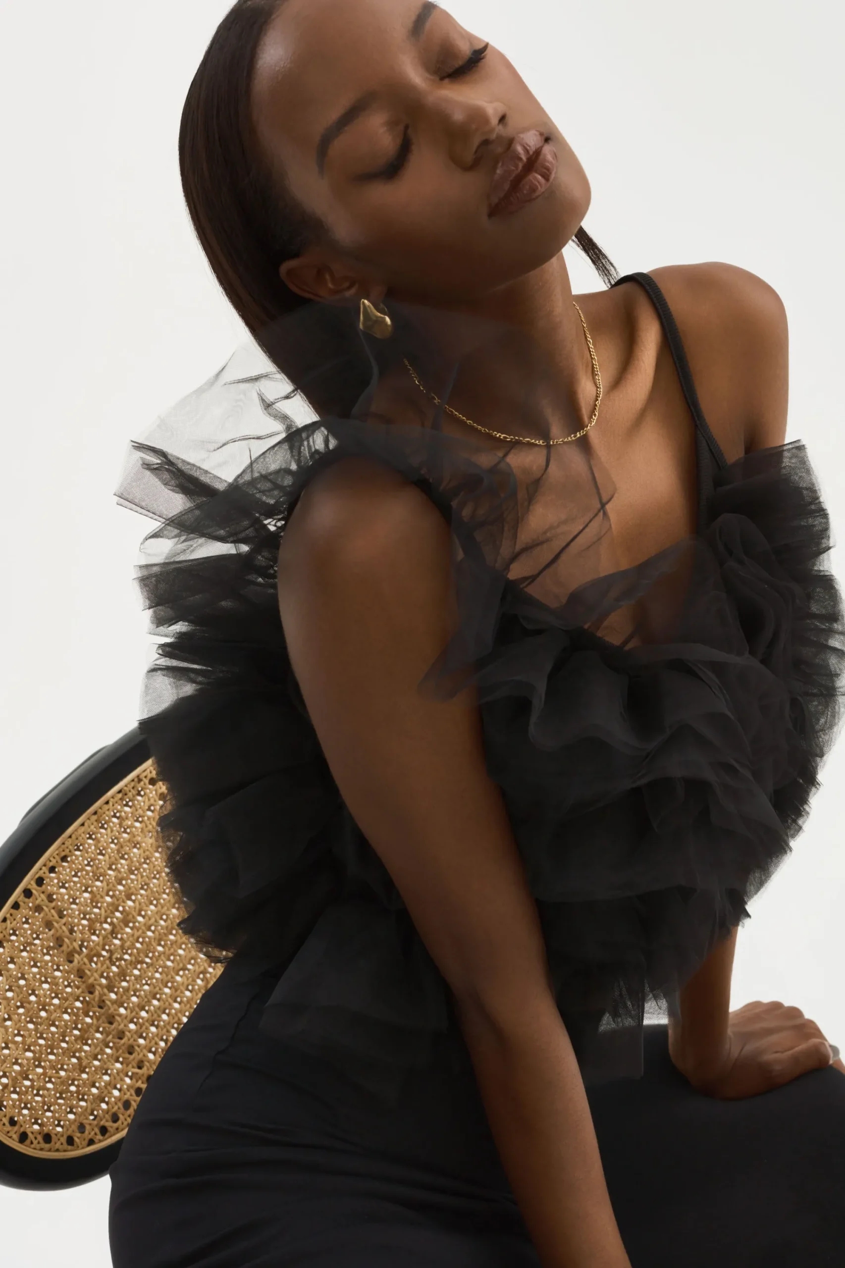 Outlet LAMARQUE FELETA | Ruffle Tulle Top Black