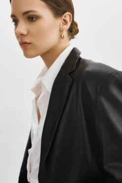Hot LAMARQUE FELINA | Oversized Leather Blazer Black