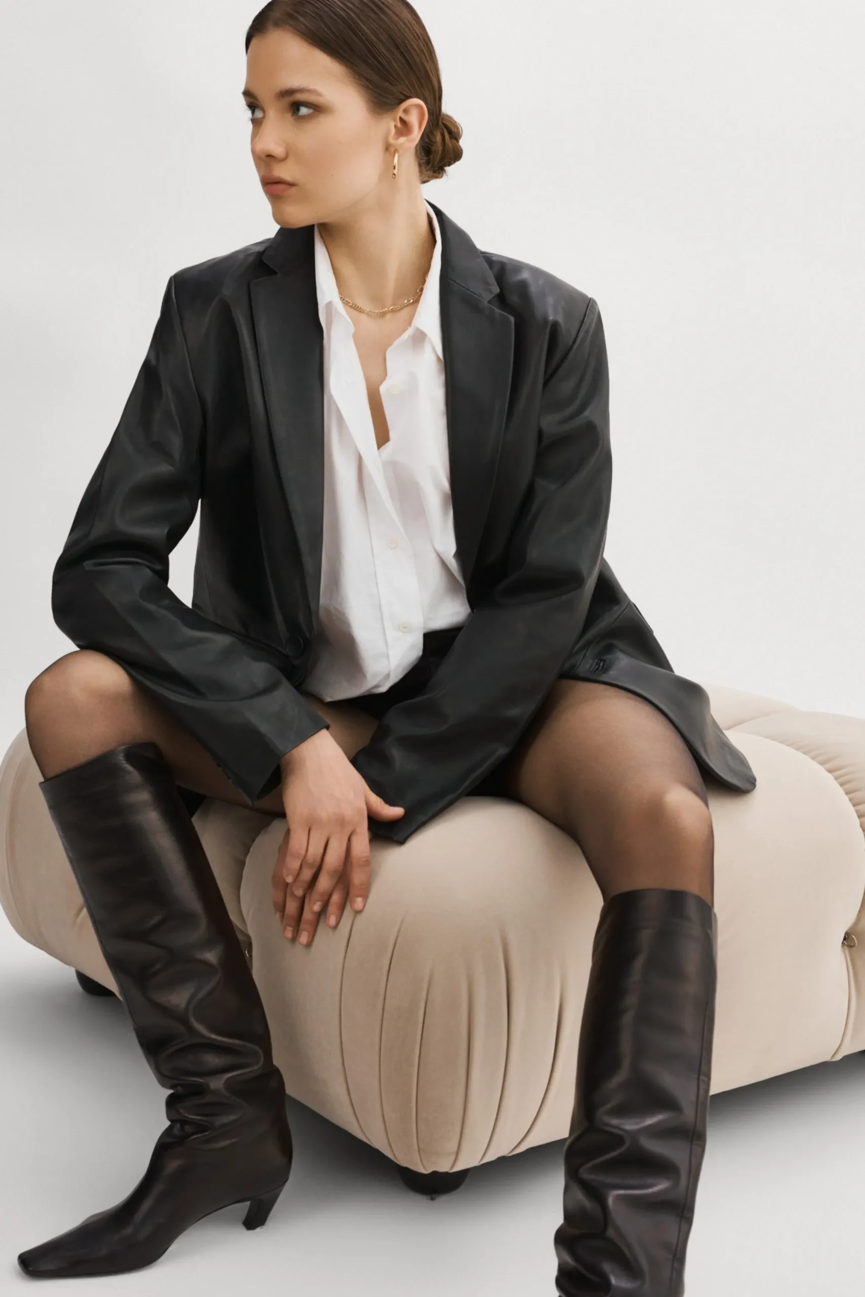 Hot LAMARQUE FELINA | Oversized Leather Blazer Black