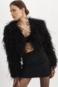 Best LAMARQUE HALLIE | Ostrich Feather Jacket Black