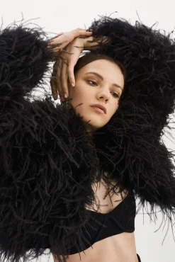 Best LAMARQUE HALLIE | Ostrich Feather Jacket Black