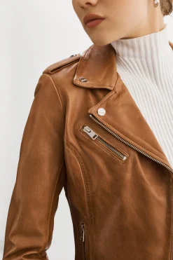 Cheap LAMARQUE HARPER | Fitted Leather Biker Jacket Luggage