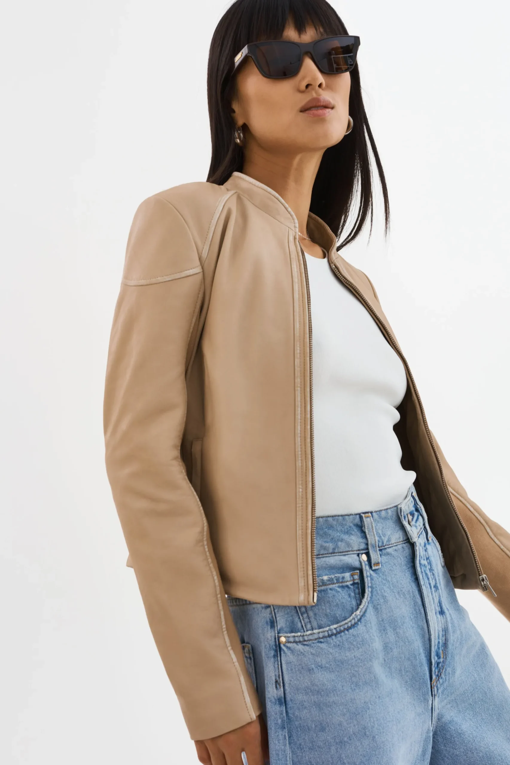 Cheap LAMARQUE HIRA | Fitted Leather Jacket Distressed Wheat