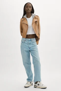 Clearance LAMARQUE HOLY | Leather Biker Jacket With Removable Hood Sesame
