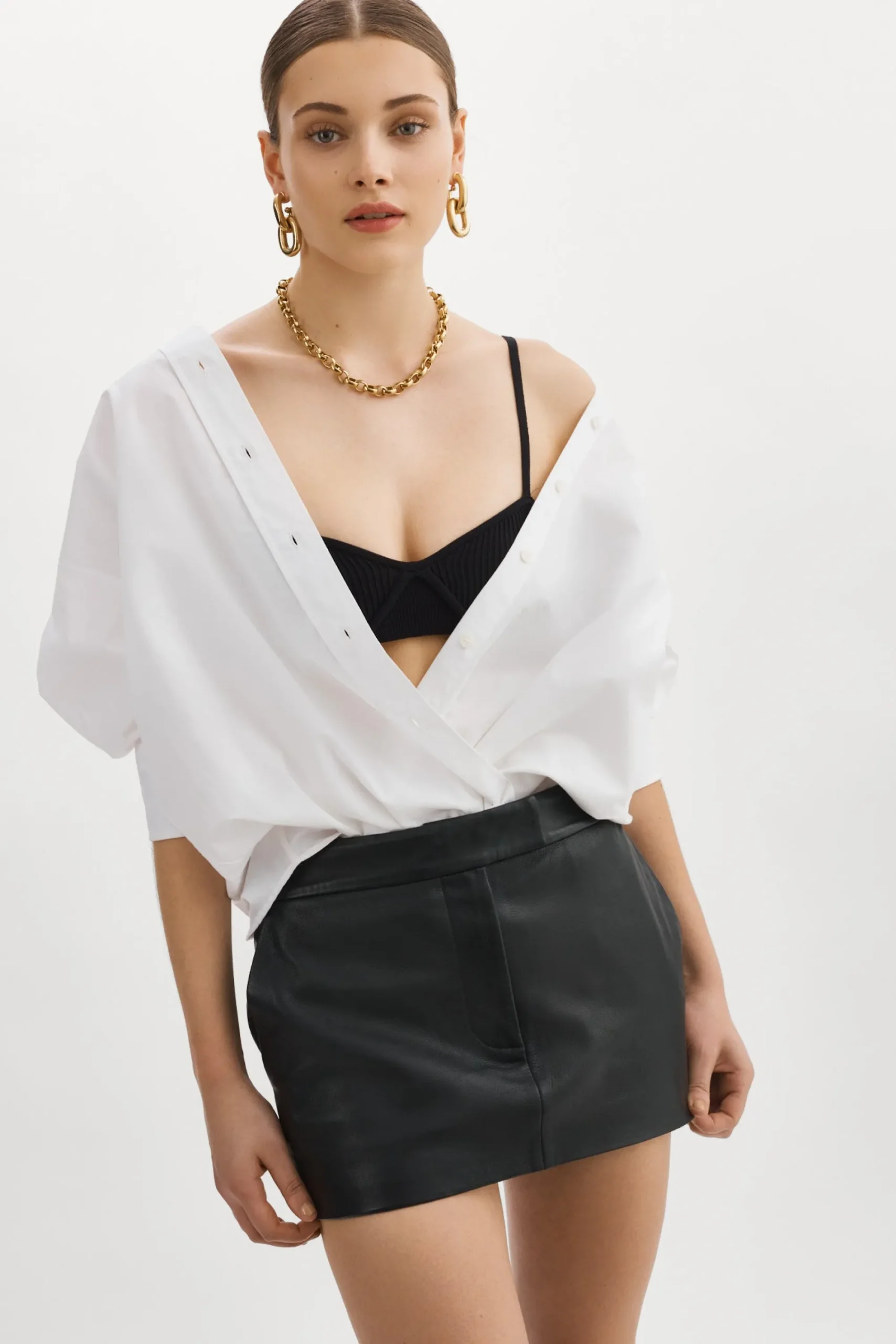 Online LAMARQUE INAYA | Leather Micro Mini Skirt Black