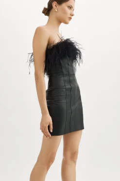 Shop LAMARQUE JACINDA | Leather Bustier Dress Black