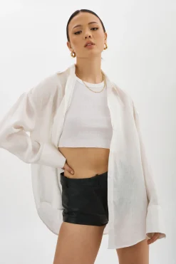 Hot LAMARQUE JADA | Oversized Linen Shirt White