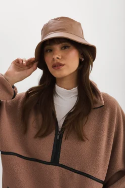 Cheap LAMARQUE JEANNE LEATHER BUCKET HAT Sesame