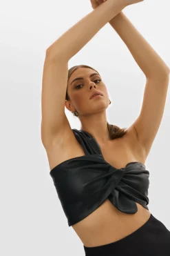 Outlet LAMARQUE JOLIE | Faux Leather One Shoulder Top Black