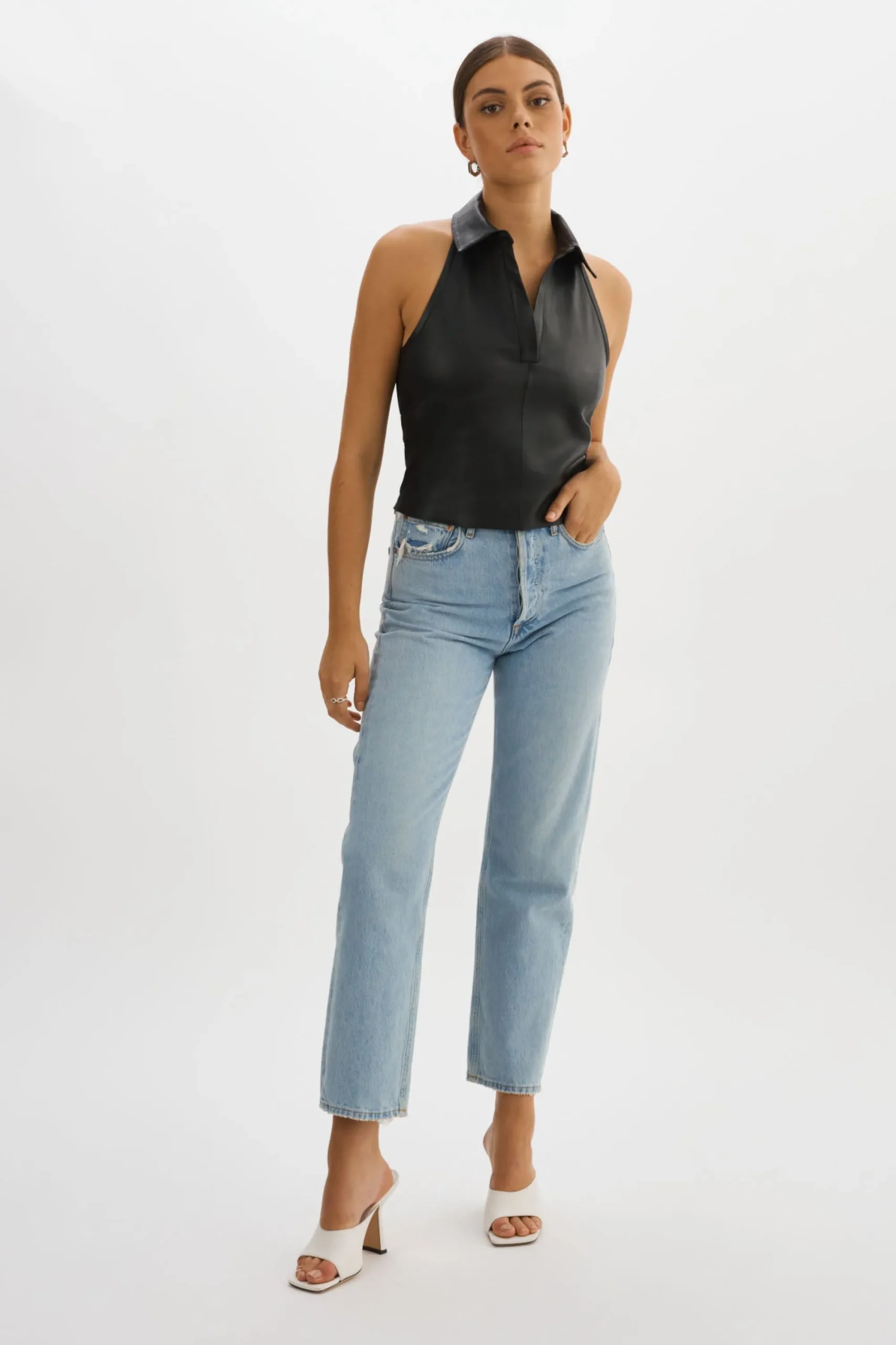 Flash Sale LAMARQUE JULANE | Leather Halterneck Top Black