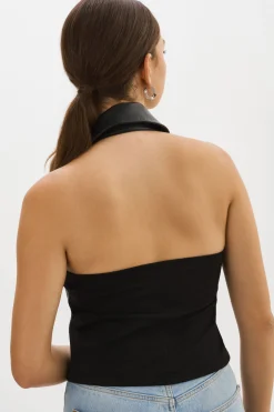 Flash Sale LAMARQUE JULANE | Leather Halterneck Top Black