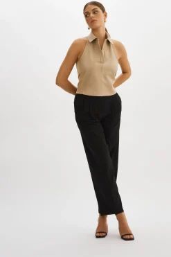 Cheap LAMARQUE JULANE | Leather Halterneck Top WHEAT