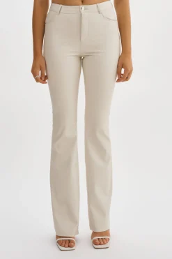 New LAMARQUE KAIDA |Faux Leather Flare Pants IVORY