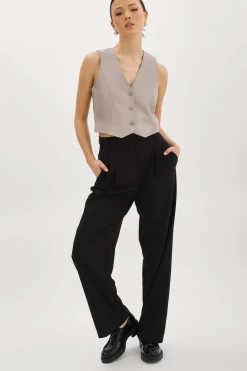 Discount LAMARQUE KALLIE | Leather Vest Ash Grey