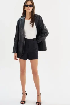 Fashion LAMARQUE KARRIN | Distressed Leather Blazer Distressed Black