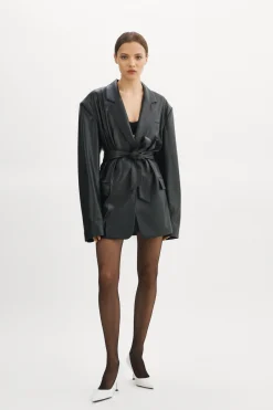 Discount LAMARQUE Kassandra | Faux Leather Oversized Blazer Black