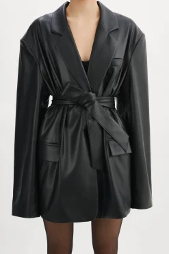 Discount LAMARQUE Kassandra | Faux Leather Oversized Blazer Black