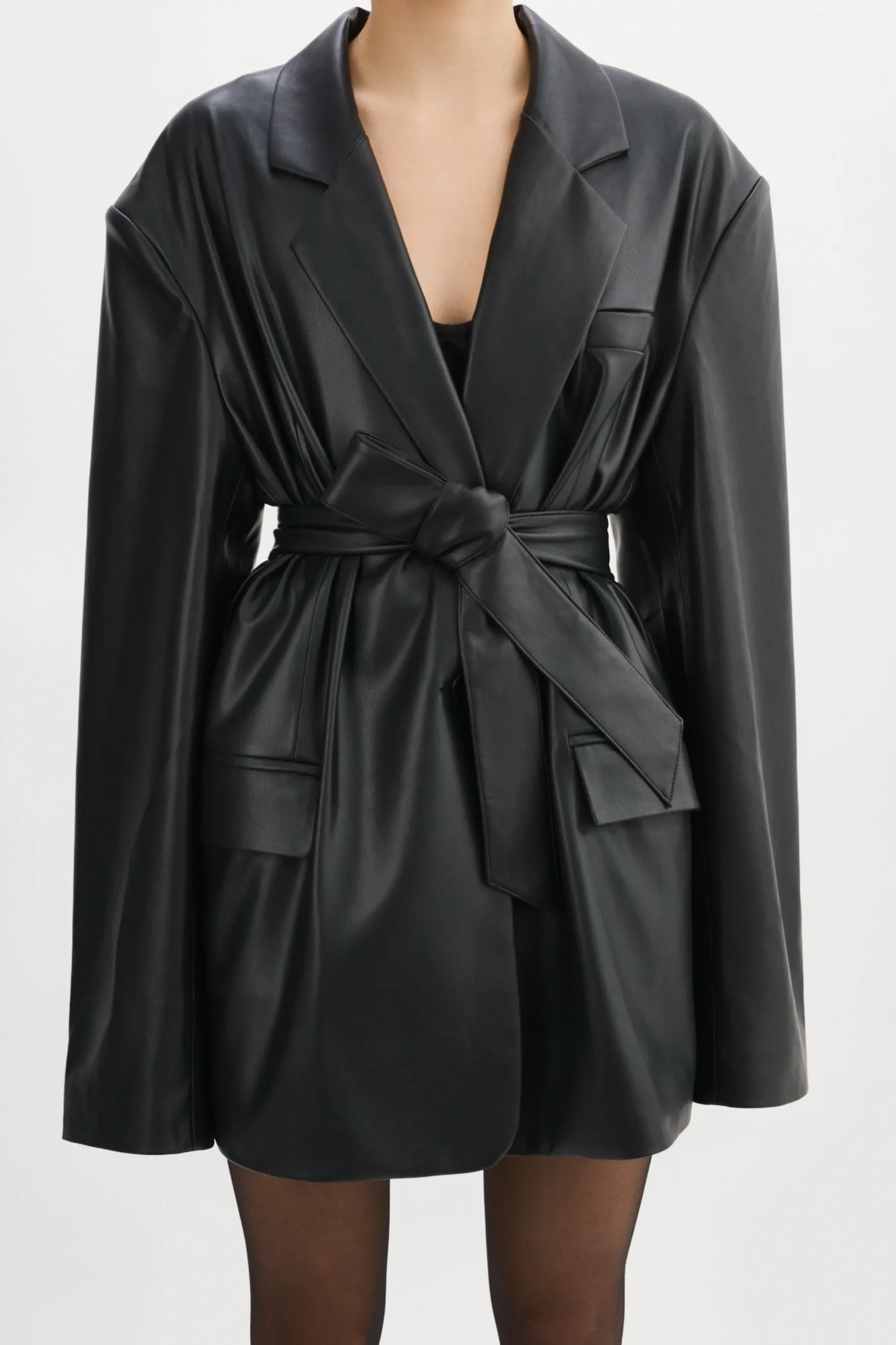 Discount LAMARQUE Kassandra | Faux Leather Oversized Blazer Black