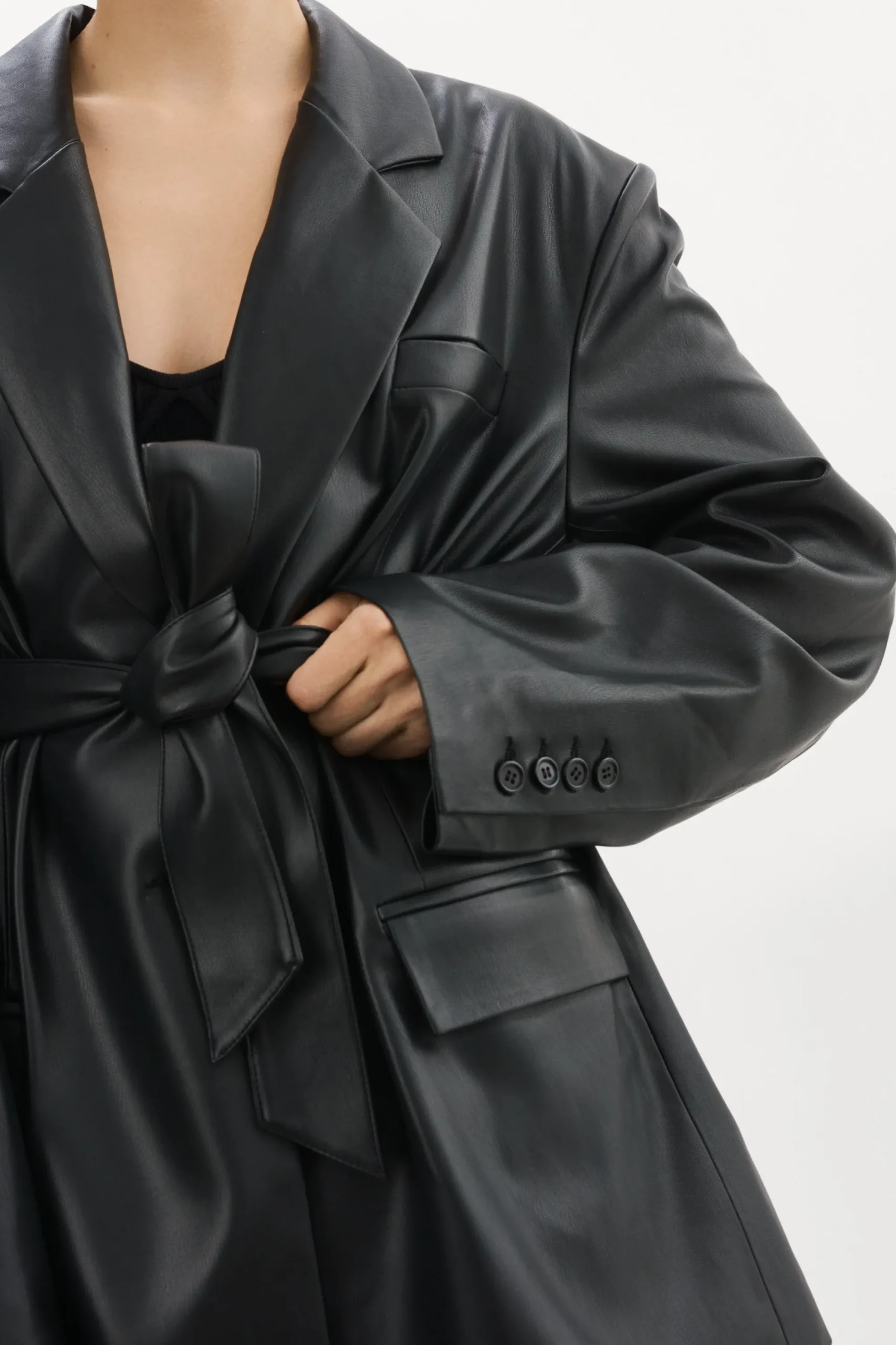 Discount LAMARQUE Kassandra | Faux Leather Oversized Blazer Black