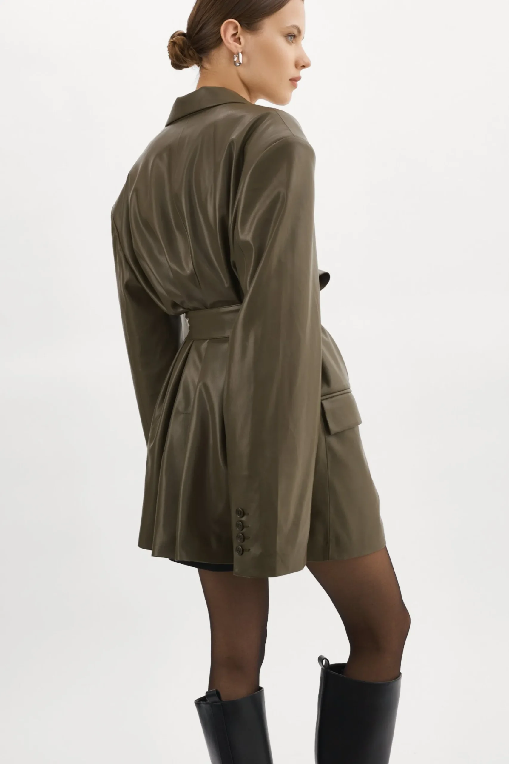 Cheap LAMARQUE Kassandra | Faux Leather Oversized Blazer Khaki