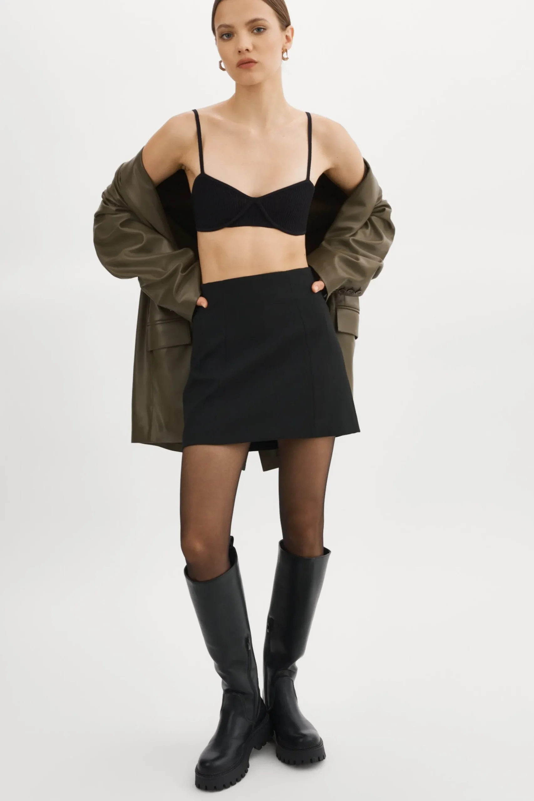 Cheap LAMARQUE Kassandra | Faux Leather Oversized Blazer Khaki