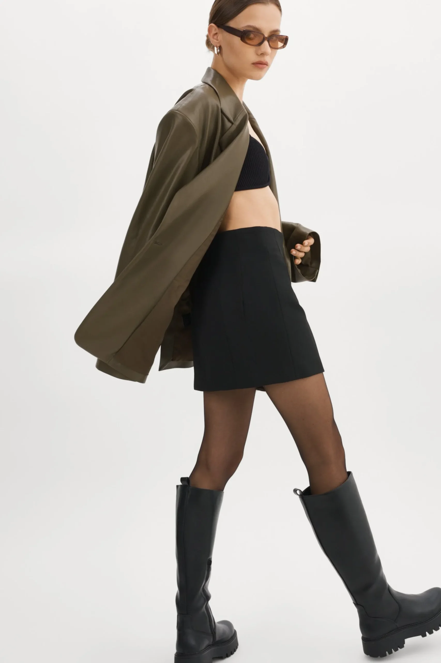 Cheap LAMARQUE Kassandra | Faux Leather Oversized Blazer Khaki