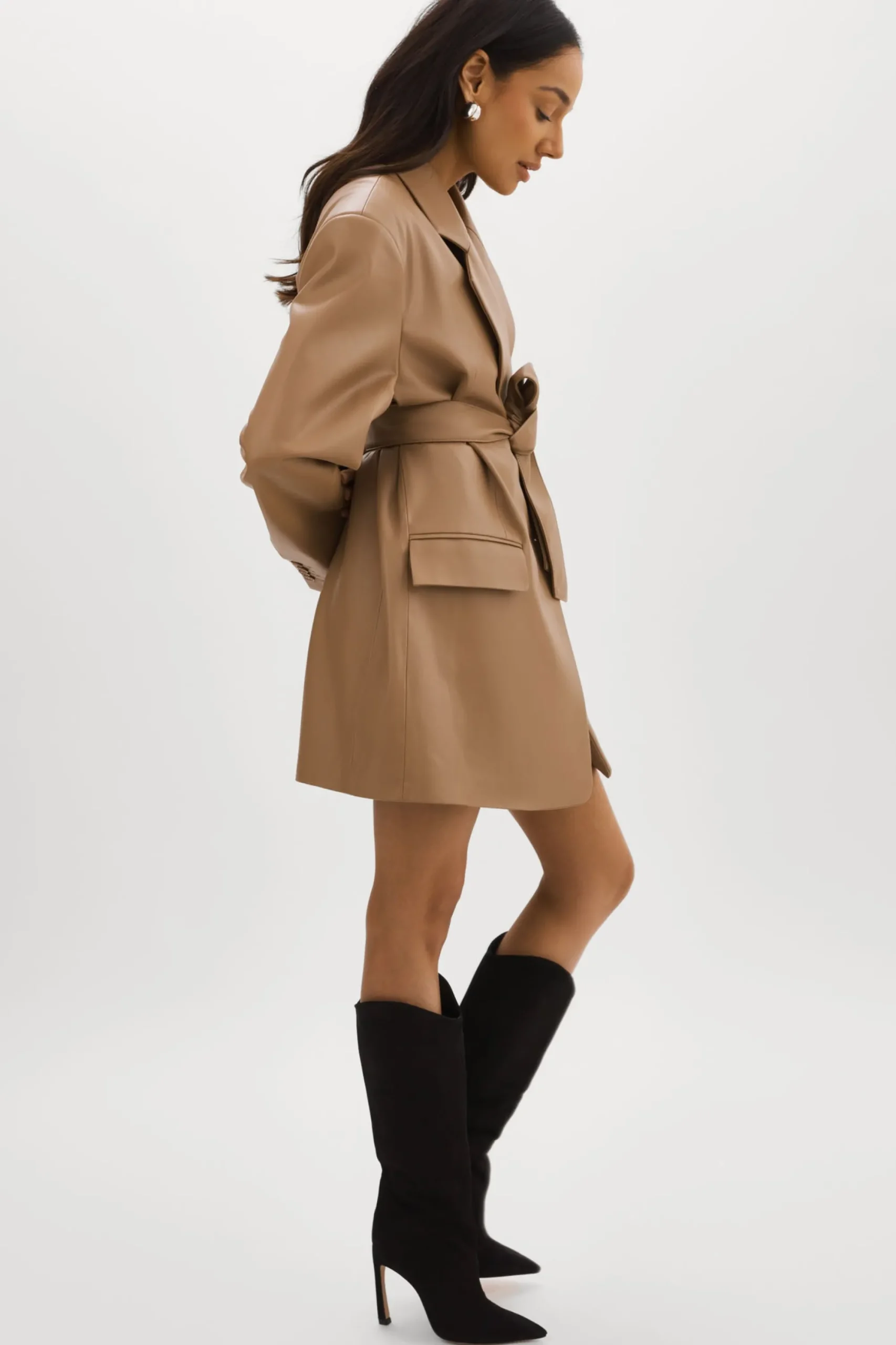 Store LAMARQUE Kassandra | Faux Leather Oversized Blazer MOCHA