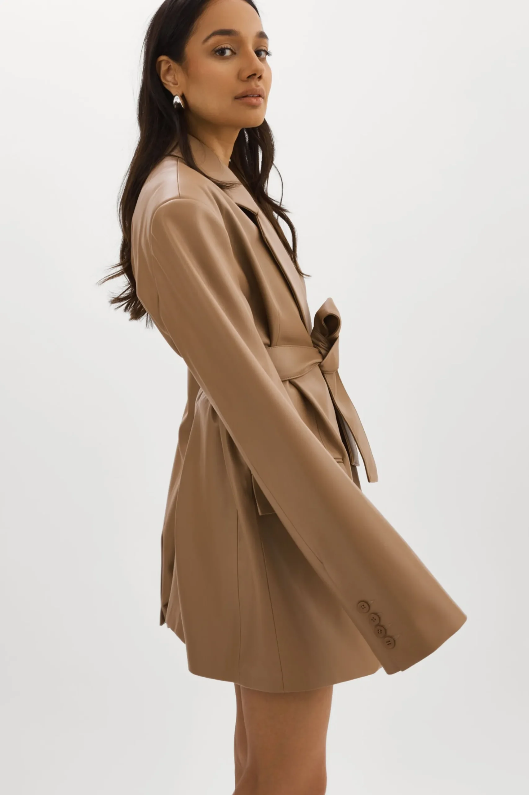 Store LAMARQUE Kassandra | Faux Leather Oversized Blazer MOCHA