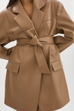 Store LAMARQUE Kassandra | Faux Leather Oversized Blazer MOCHA