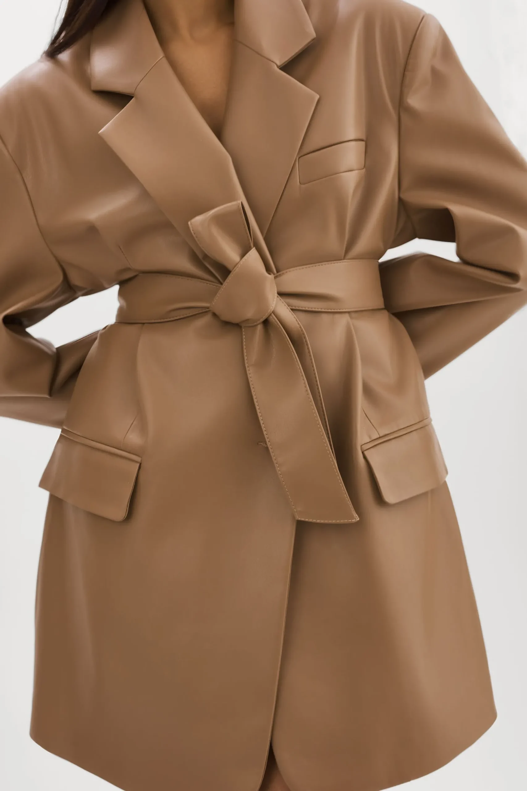 Store LAMARQUE Kassandra | Faux Leather Oversized Blazer MOCHA
