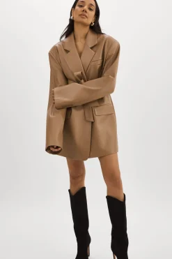 Store LAMARQUE Kassandra | Faux Leather Oversized Blazer MOCHA