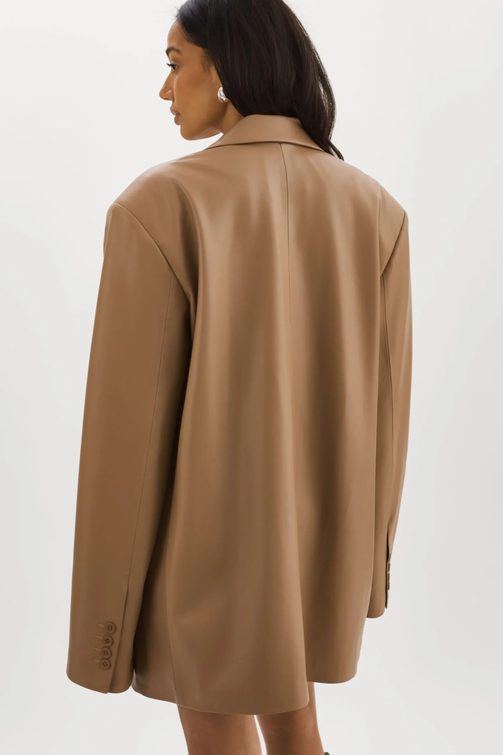 Store LAMARQUE Kassandra | Faux Leather Oversized Blazer MOCHA