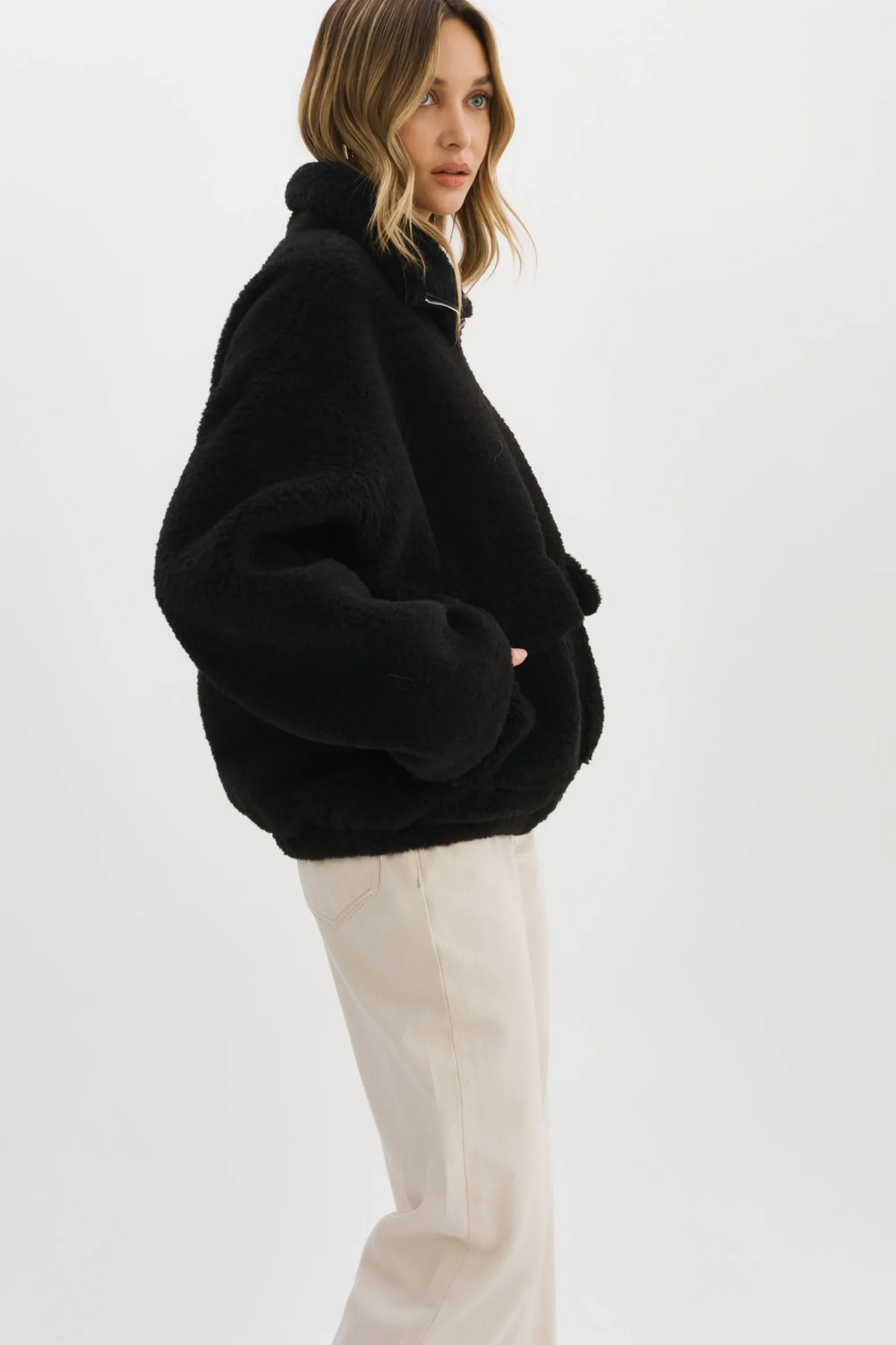 New LAMARQUE KIM | Sherpa Jacket Black