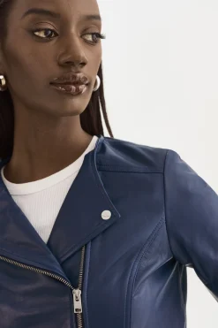 Outlet LAMARQUE KIRSI | Cropped Biker Jacket Aegean Blue