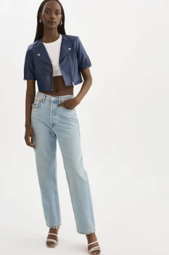 Outlet LAMARQUE KIRSI | Cropped Biker Jacket Aegean Blue