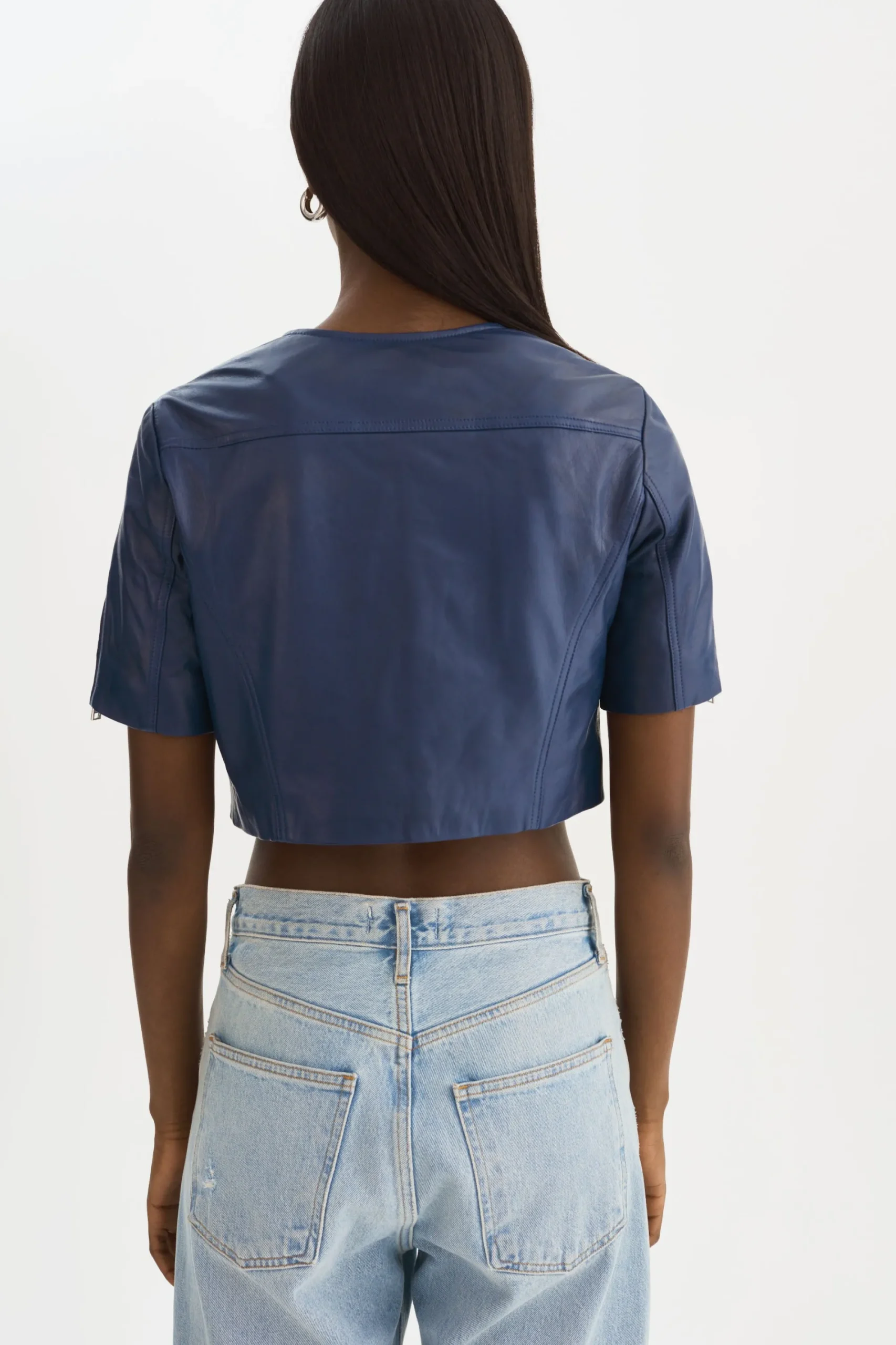 Outlet LAMARQUE KIRSI | Cropped Biker Jacket Aegean Blue