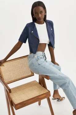 Outlet LAMARQUE KIRSI | Cropped Biker Jacket Aegean Blue
