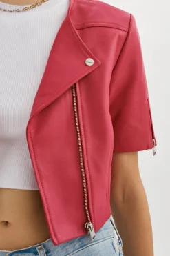 Store LAMARQUE KIRSI | Cropped Biker Jacket Berry