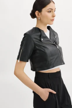 Hot LAMARQUE KIRSI | Cropped Biker Jacket Black