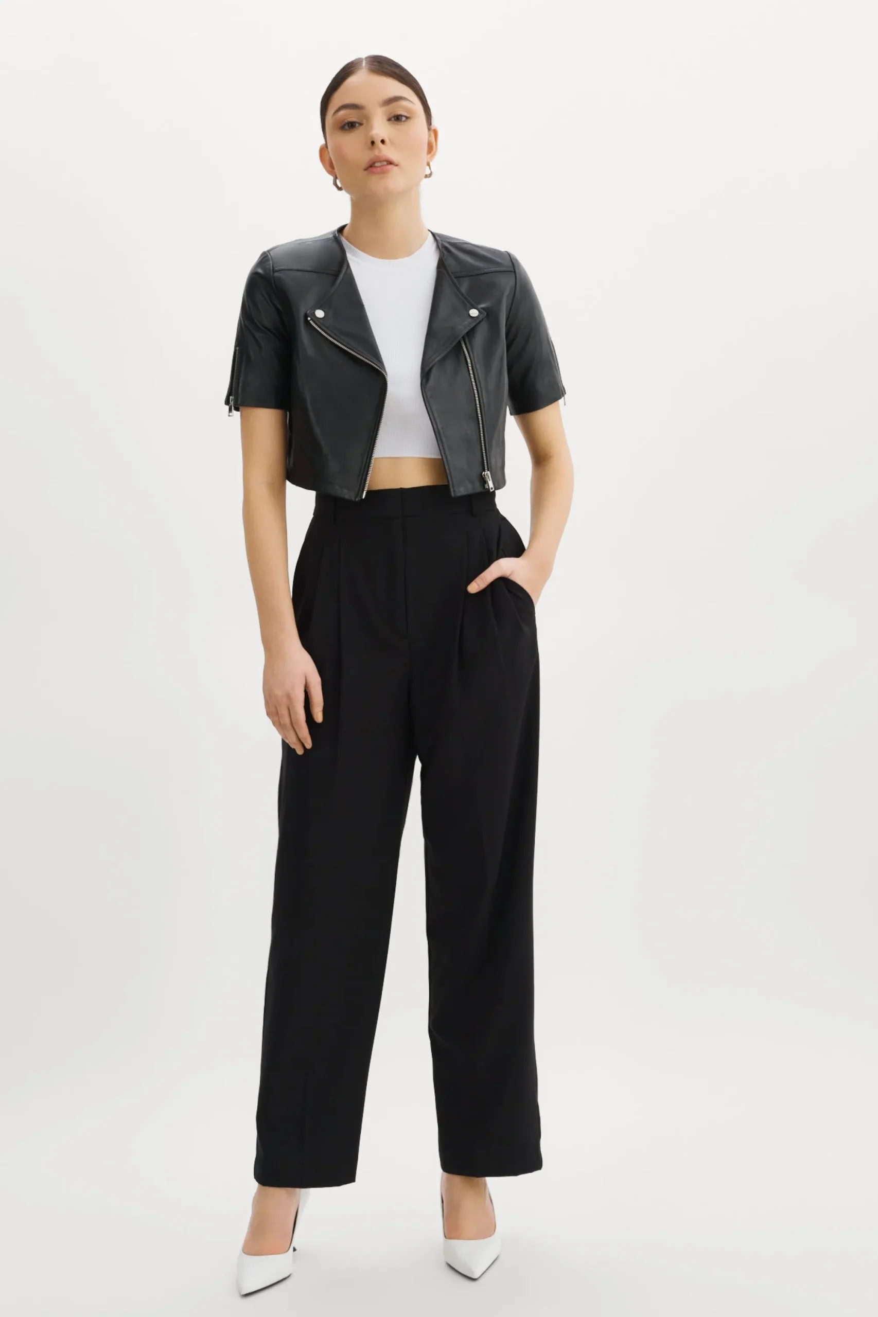 Hot LAMARQUE KIRSI | Cropped Biker Jacket Black