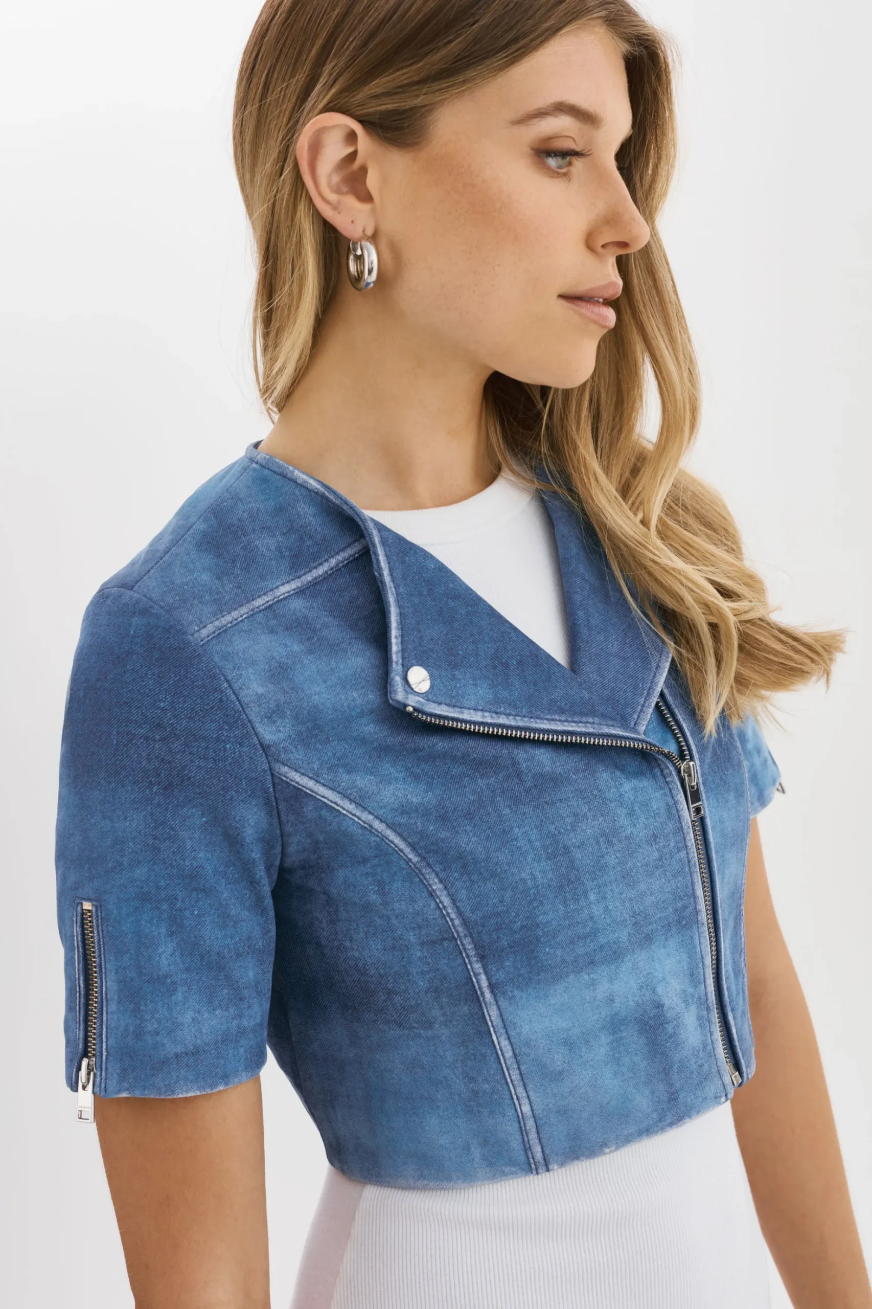 Cheap LAMARQUE KIRSI | Cropped Biker Jacket Distressed Indigo