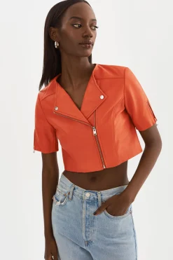 Store LAMARQUE KIRSI | Cropped Biker Jacket Spicy Orange