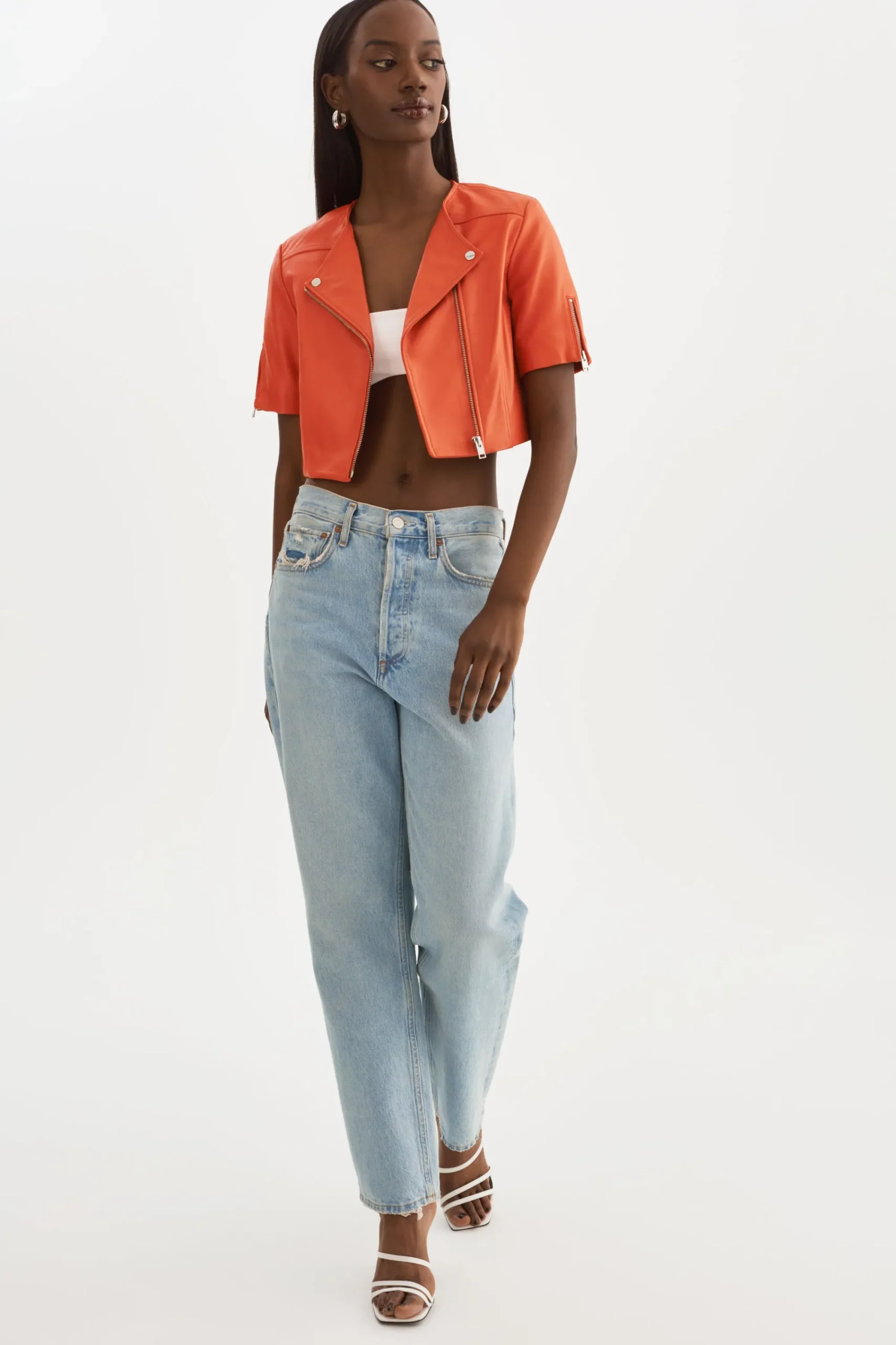 Store LAMARQUE KIRSI | Cropped Biker Jacket Spicy Orange