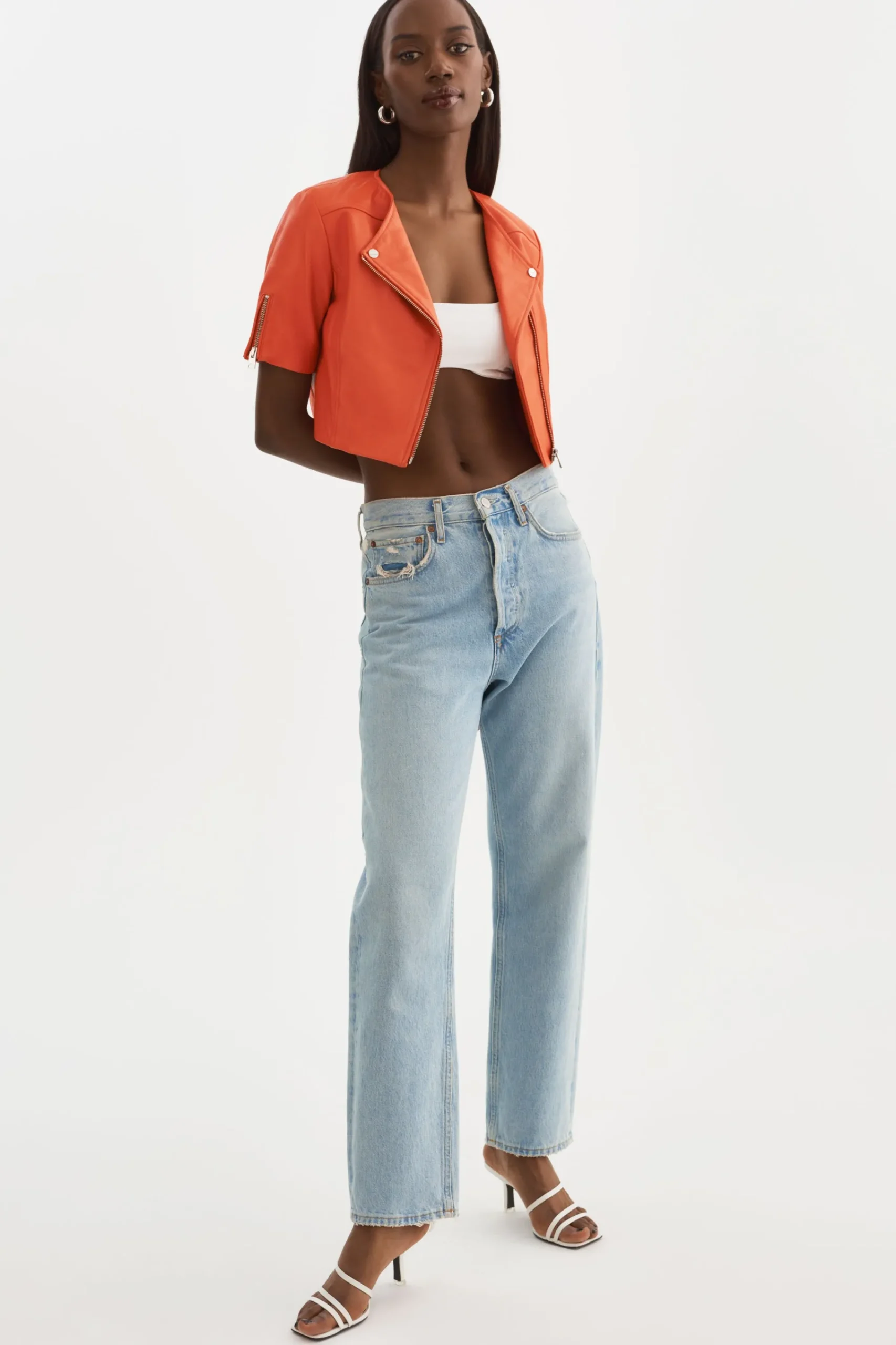 Store LAMARQUE KIRSI | Cropped Biker Jacket Spicy Orange